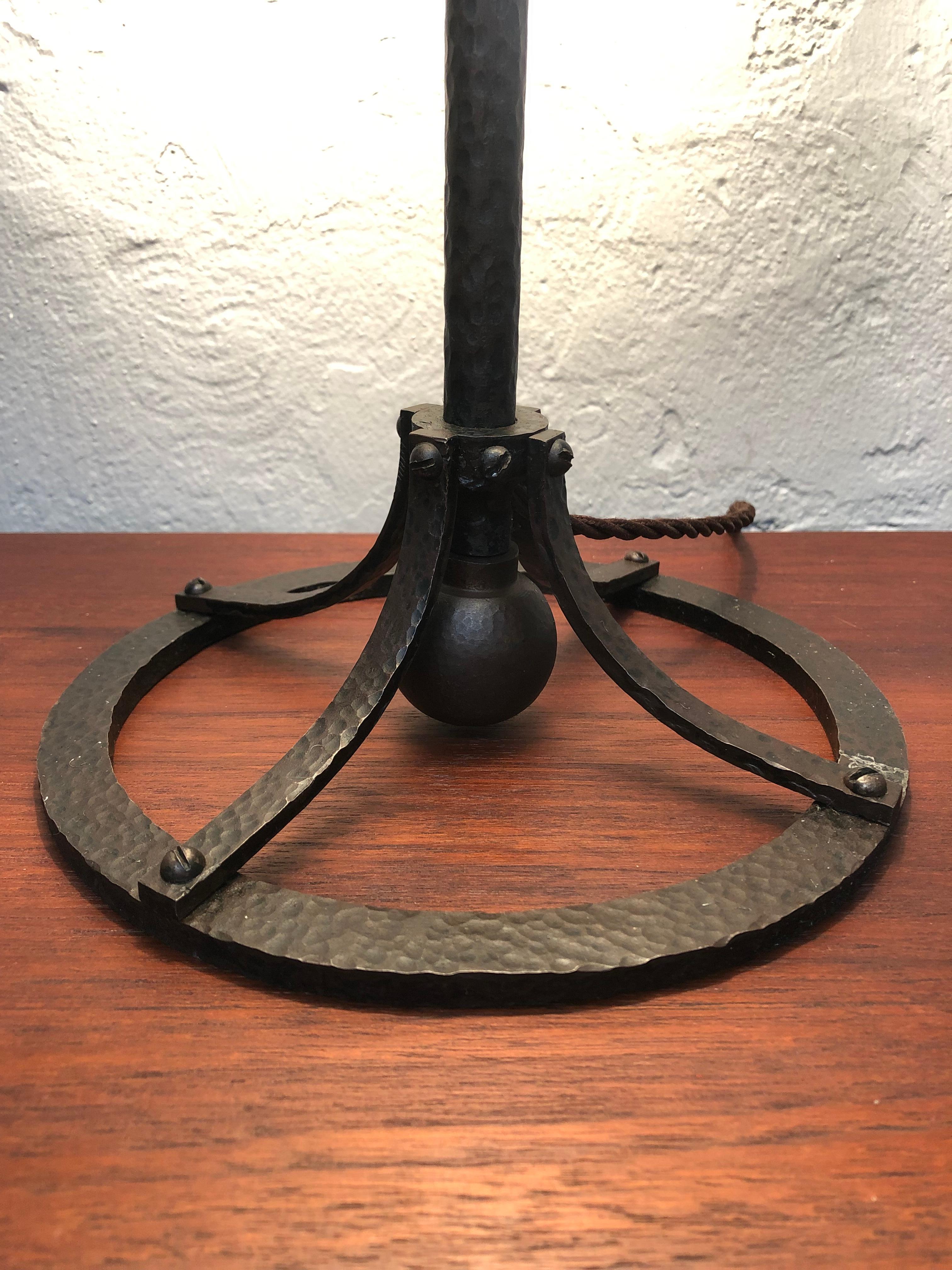 Danish Art Deco Wrought Iron Table Lamp from the 1930s