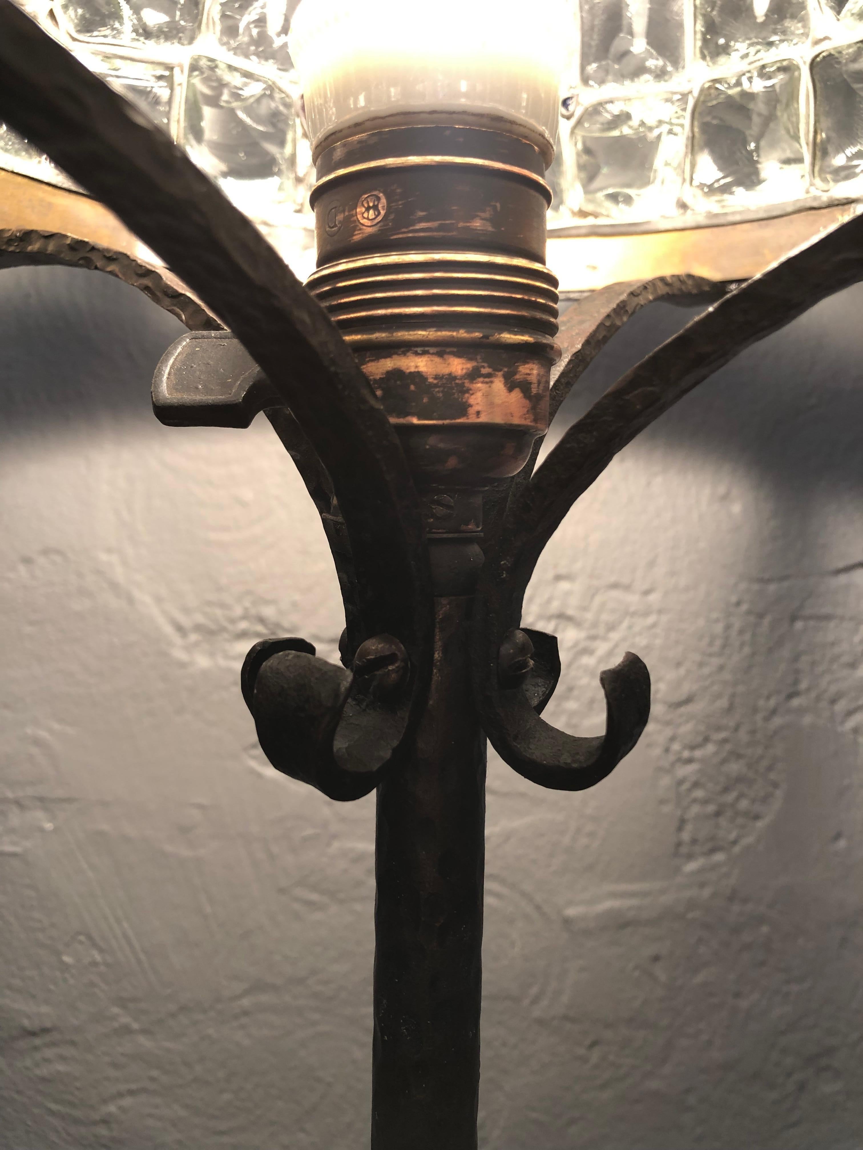 Hand-Crafted Art Deco Wrought Iron Table Lamp from the 1930s