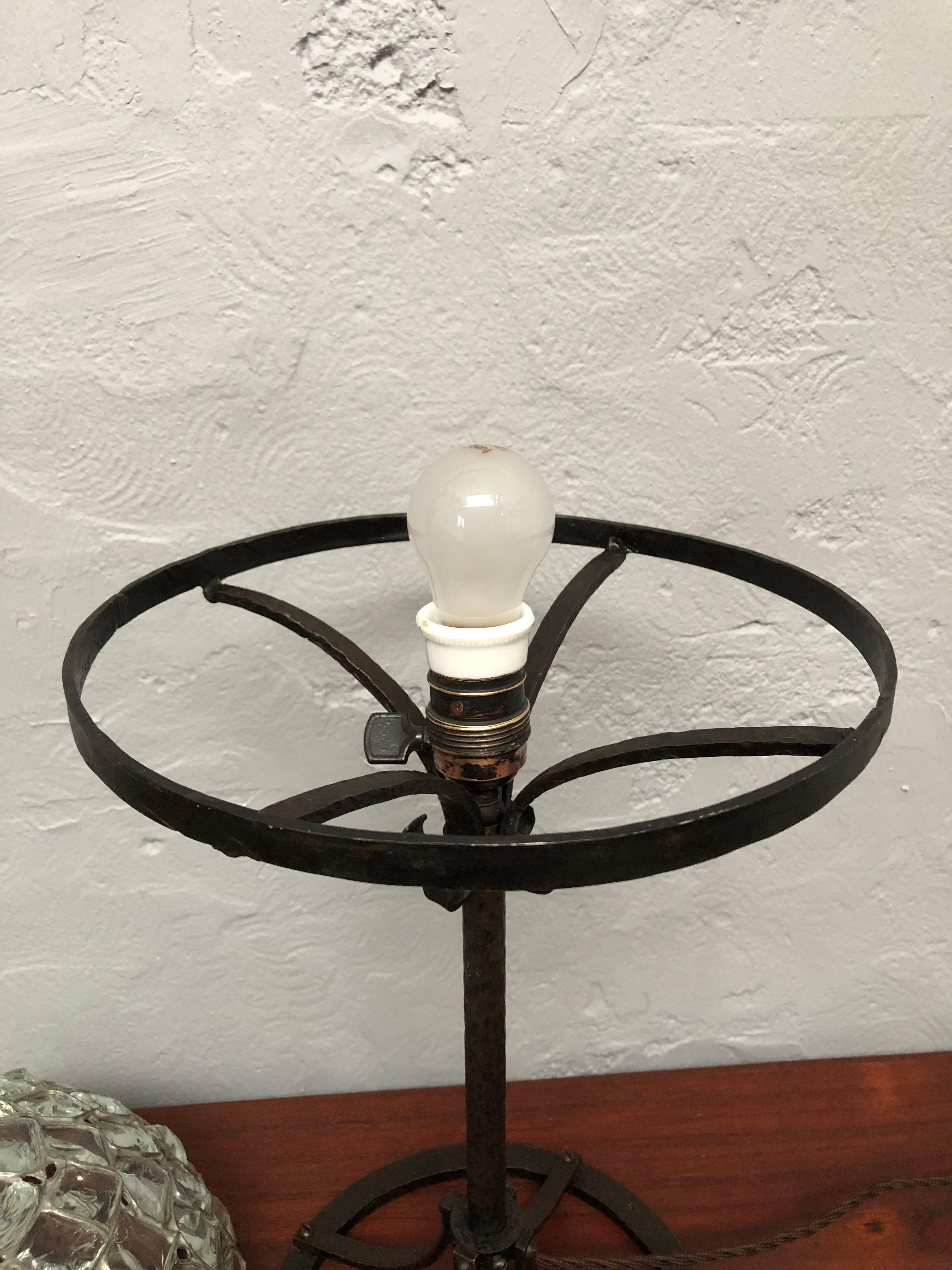 Art Deco Wrought Iron Table Lamp from the 1930s In Good Condition In Søborg, DK