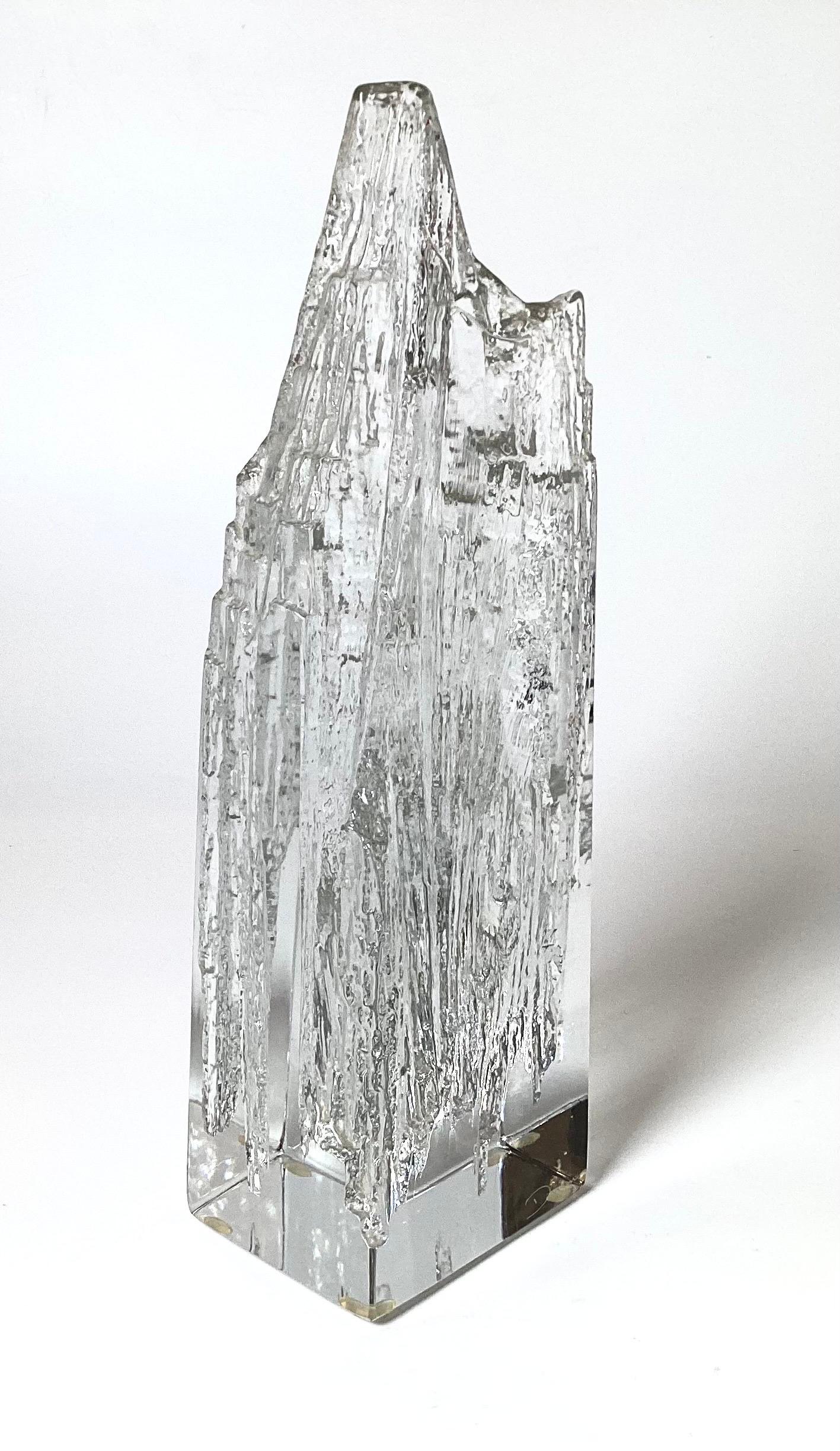 Late 20th Century Art Glass Brutalist Iceberg Sculpture by Daum, France, 1970s For Sale