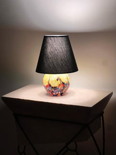 An art glass globe table lamp, 20th century