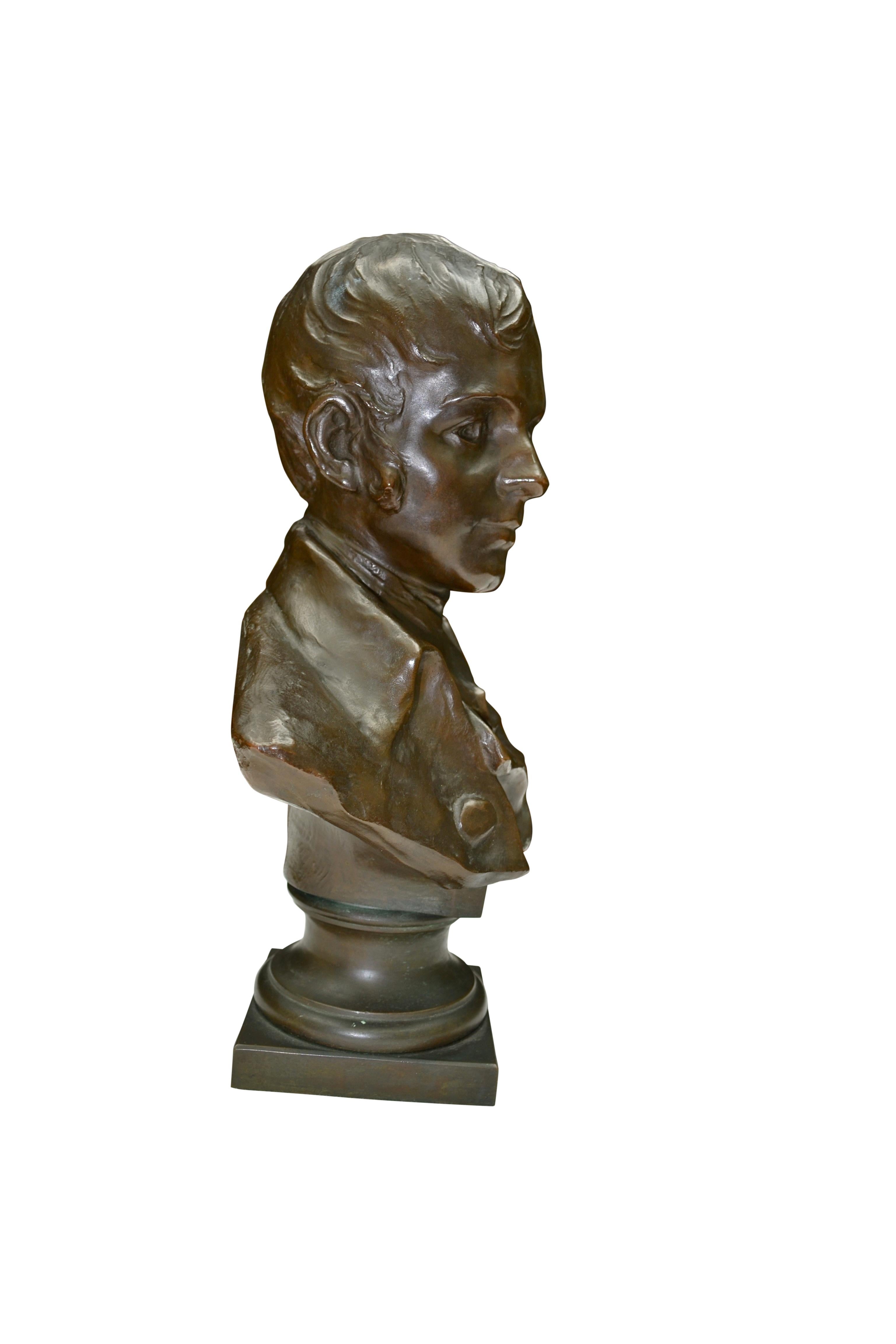 Cast Art Nouveau Austrian Bust of Robert Burns signed Hans Muller