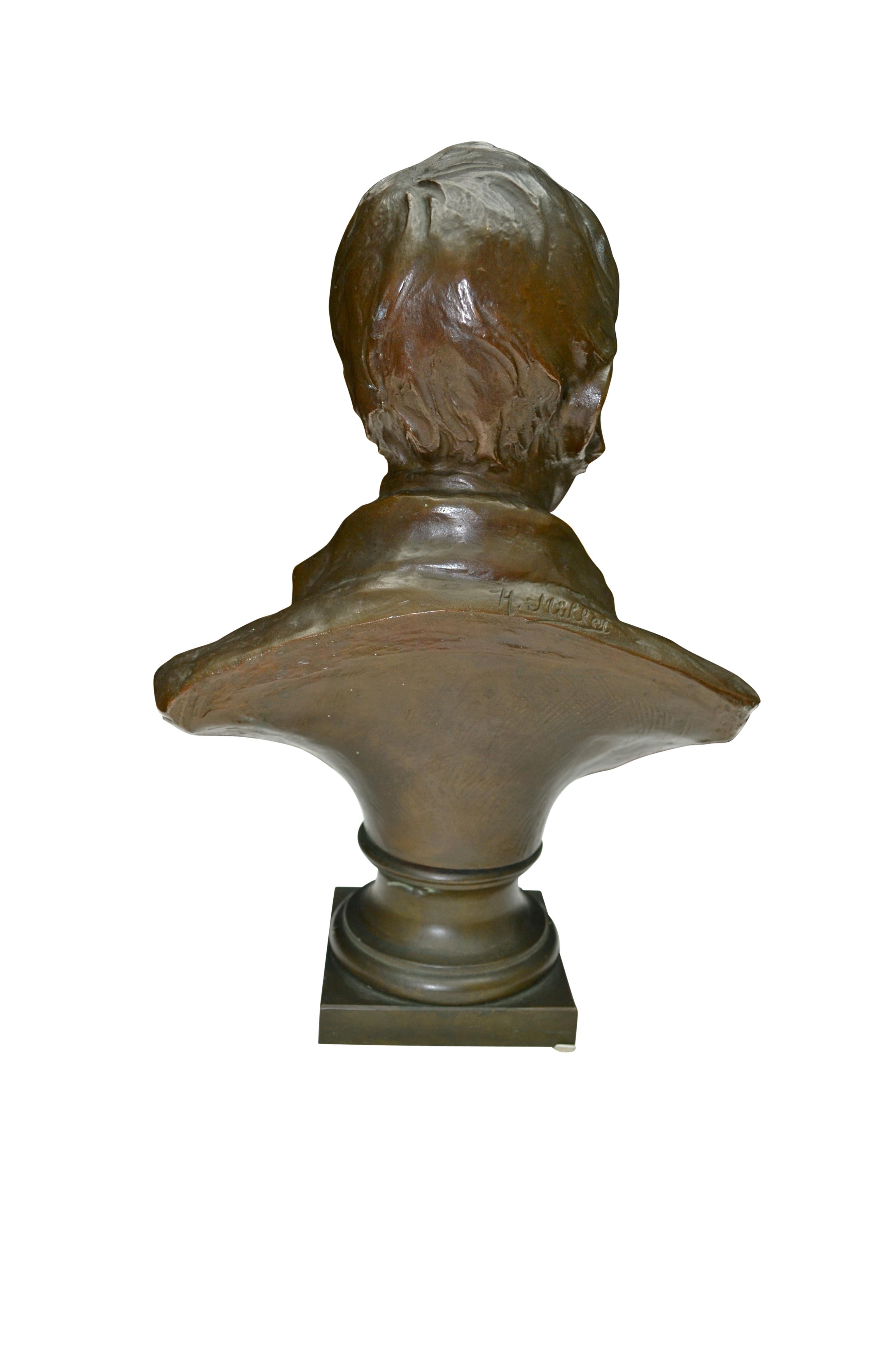 Art Nouveau Austrian Bust of Robert Burns signed Hans Muller In Good Condition In Vancouver, British Columbia