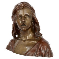 An art nouveau bronze bust of Christ by François-Raoul Larche