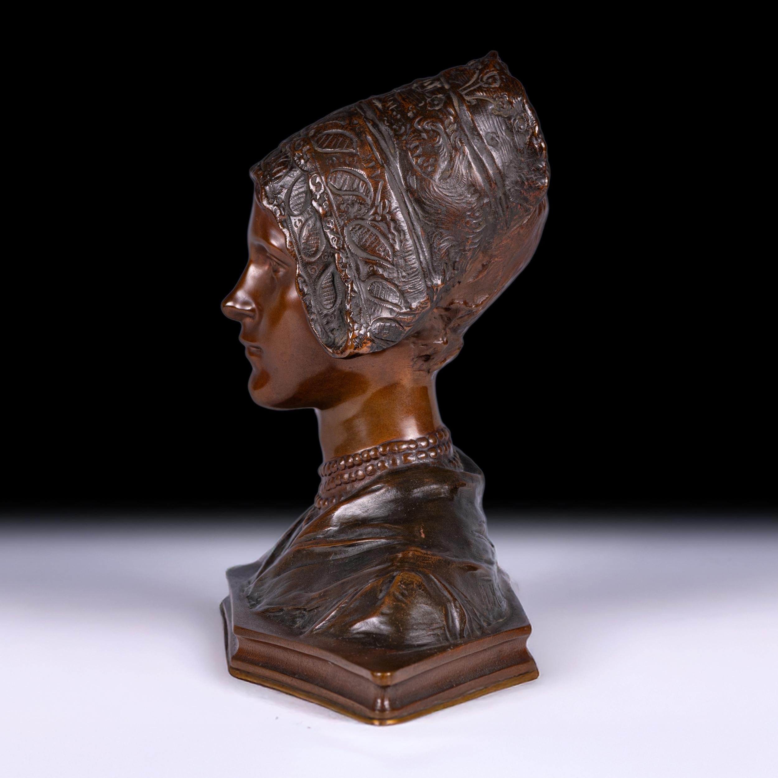 XIX secolo Busto in bronzo Artistics firmato dall'artista austriaco H. H. Muller di una giovane donna in vendita
