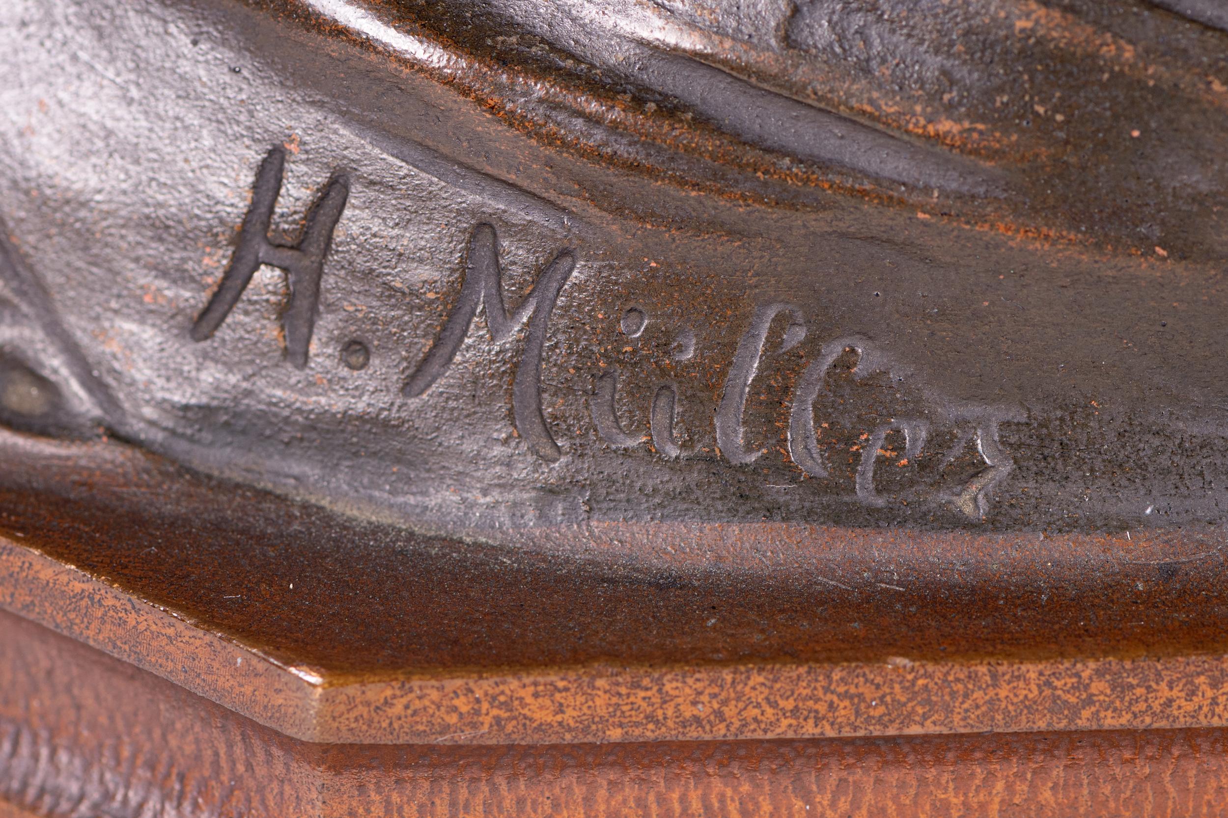 Bronzo Busto in bronzo Artistics firmato dall'artista austriaco H. H. Muller di una giovane donna in vendita