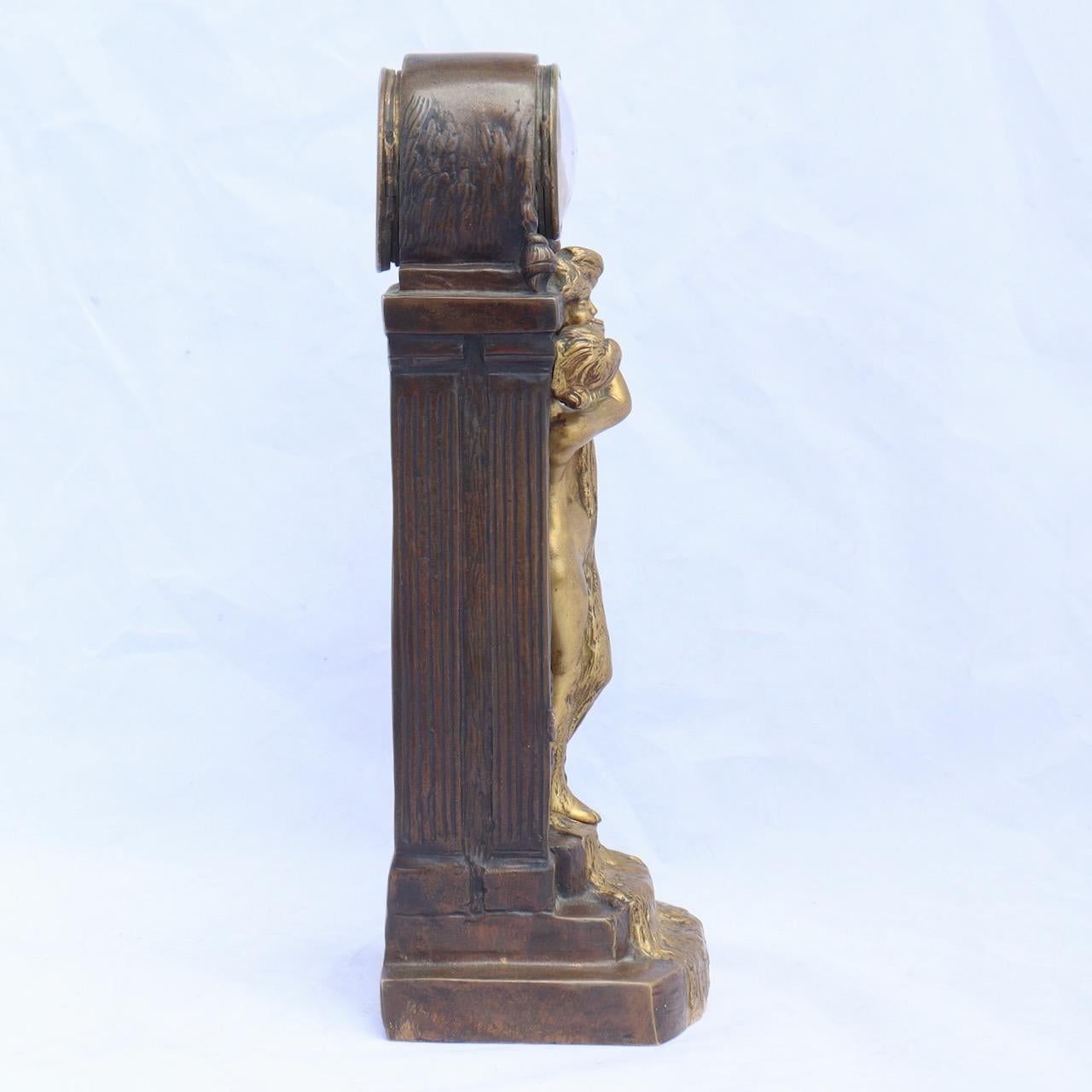 Art Nouveau Bronze Clock by Charles Korschann 5