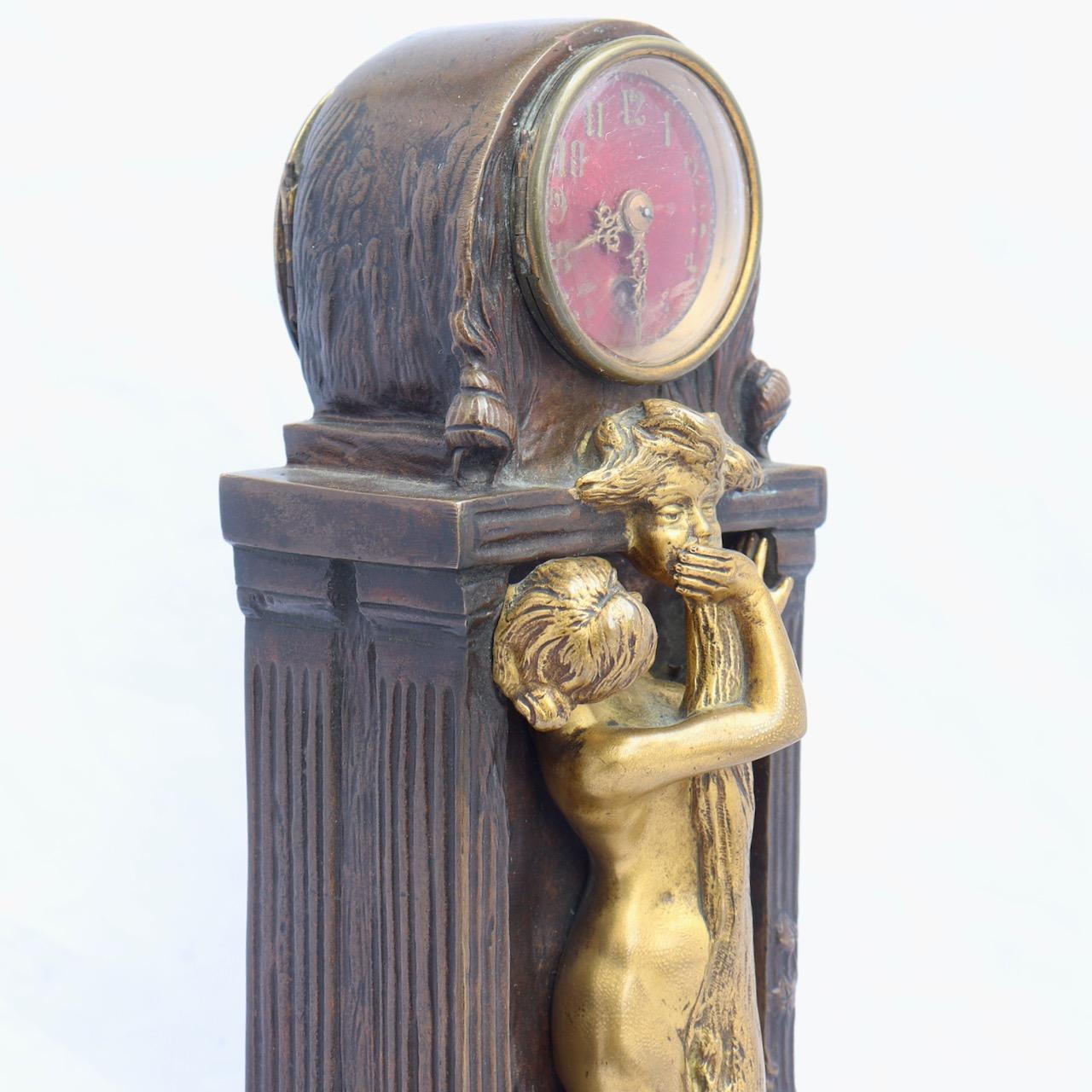 Late 19th Century Art Nouveau Bronze Clock by Charles Korschann