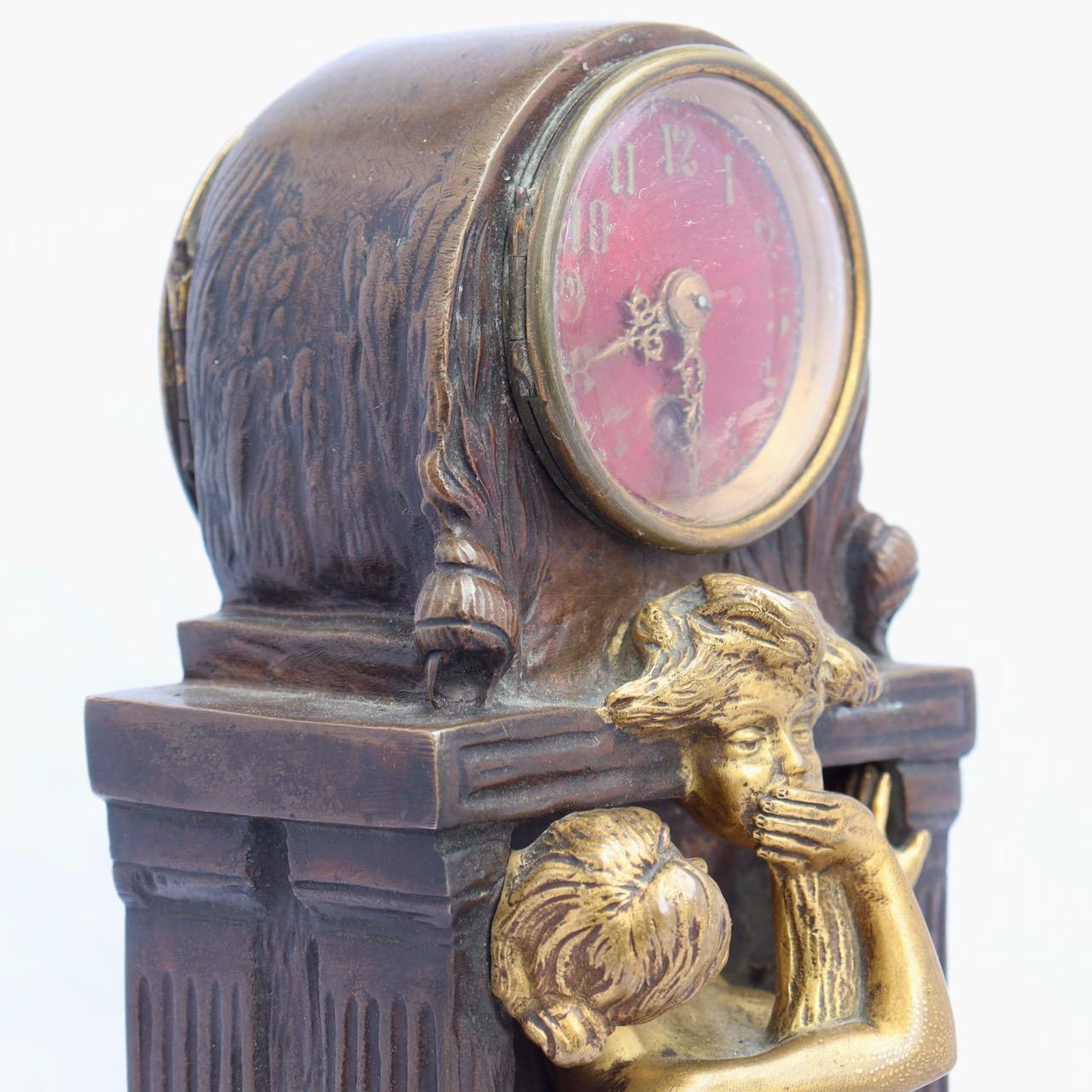 Art Nouveau Bronze Clock by Charles Korschann 1