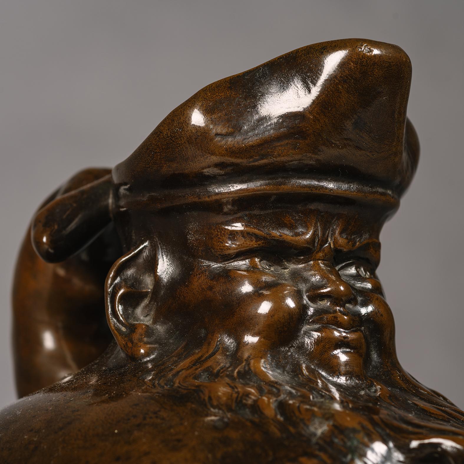 Patinated An Art Nouveau Bronze Figural Ewer by Auguste Ledru For Sale
