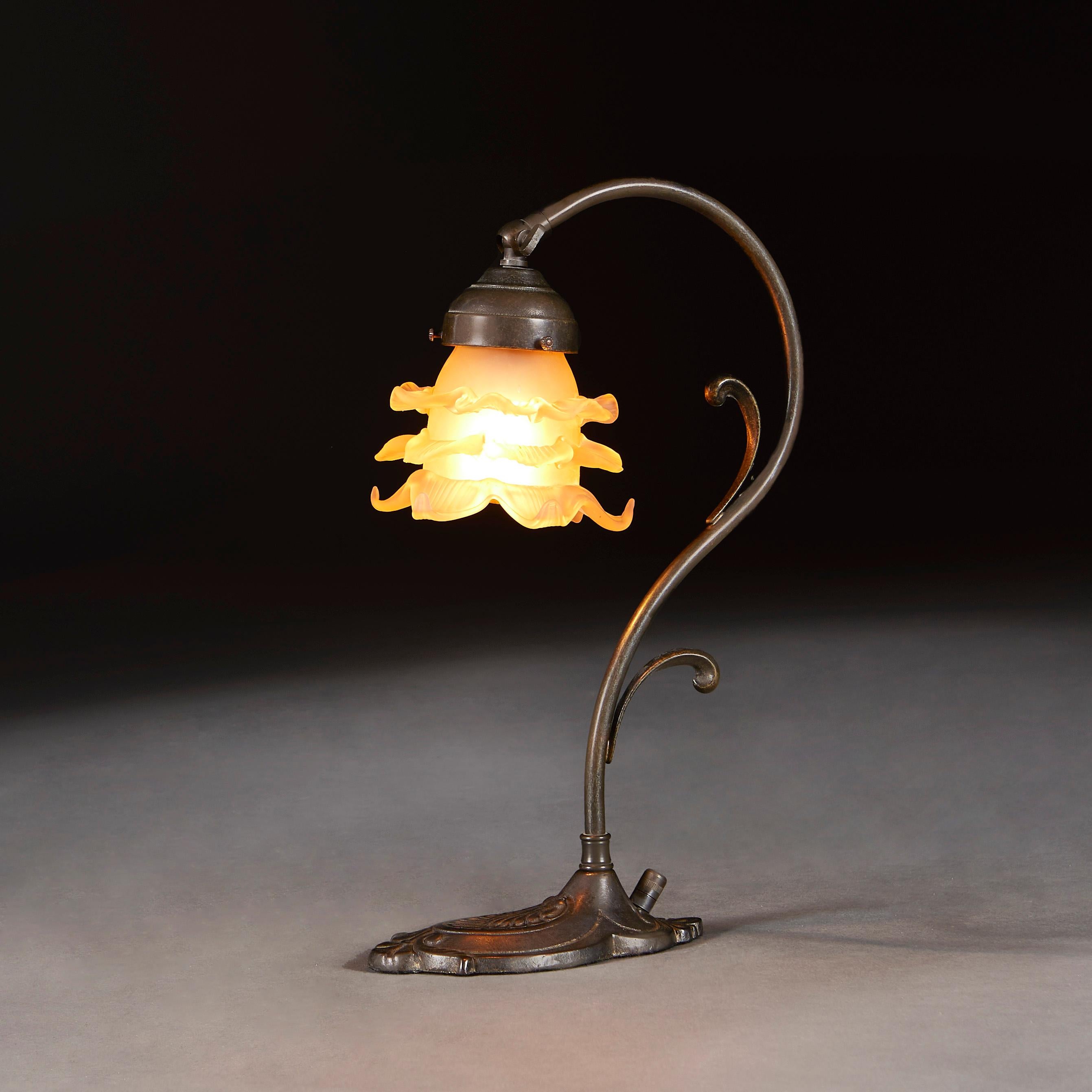 Bronzed Art Nouveau Desk Light For Sale