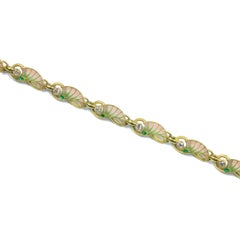 Bracelet Art nouveau en diamants, émeraudes et émail