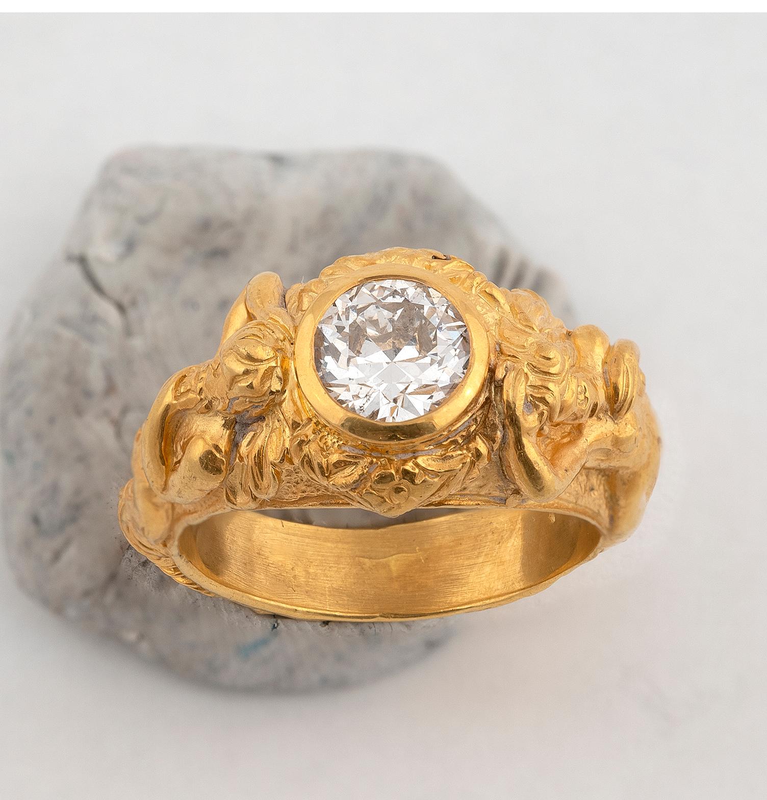 Art Nouveau Diamond Ring, circa 1920 In Excellent Condition In Firenze, IT