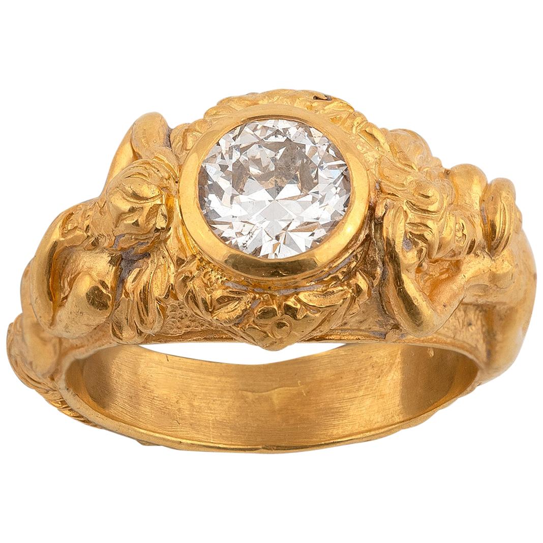 Original Vintage Diamond Art Nouveau Engagement Ring, 1900s at 1stDibs