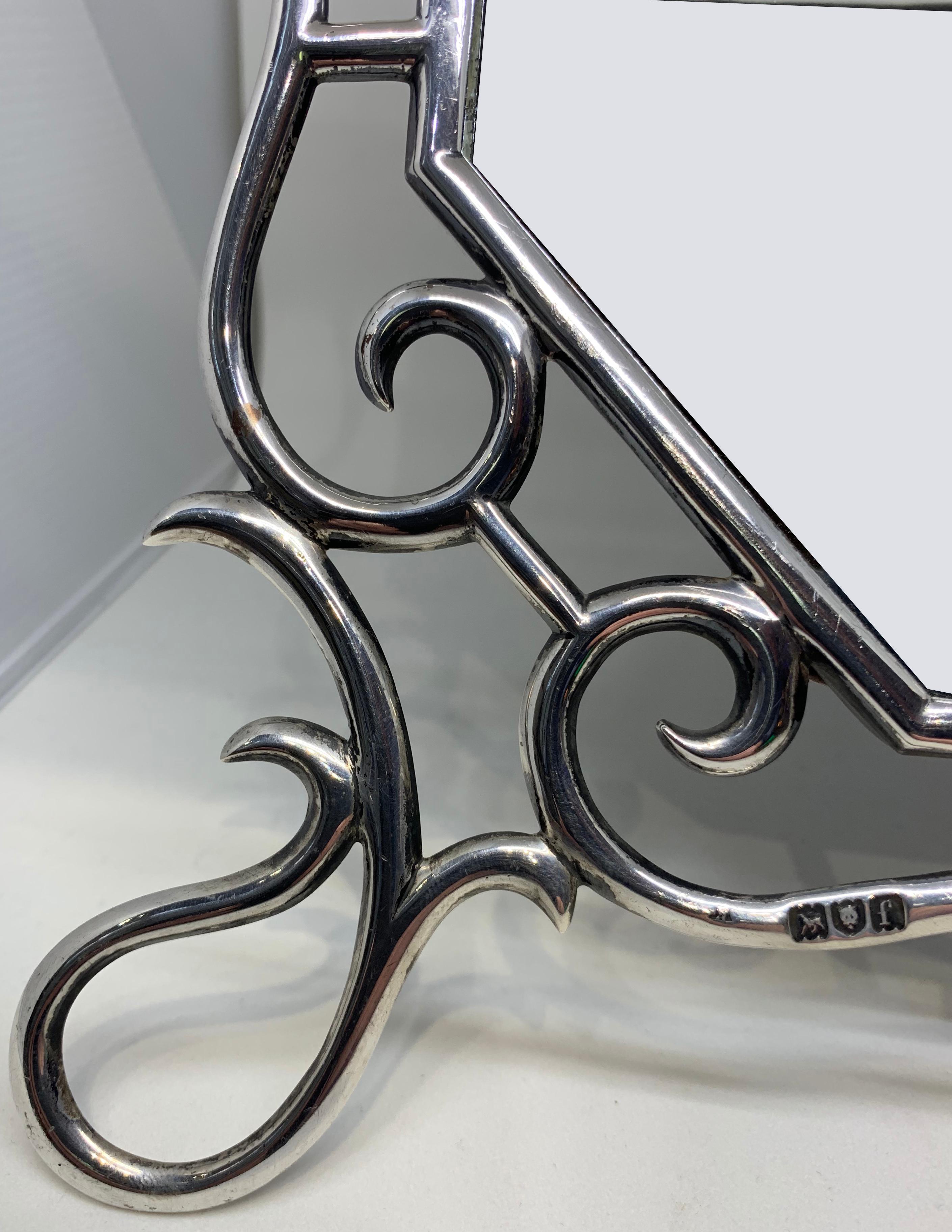 Art Nouveau Edwardian Sterling Silver Dressing Table Mirror For Sale 1