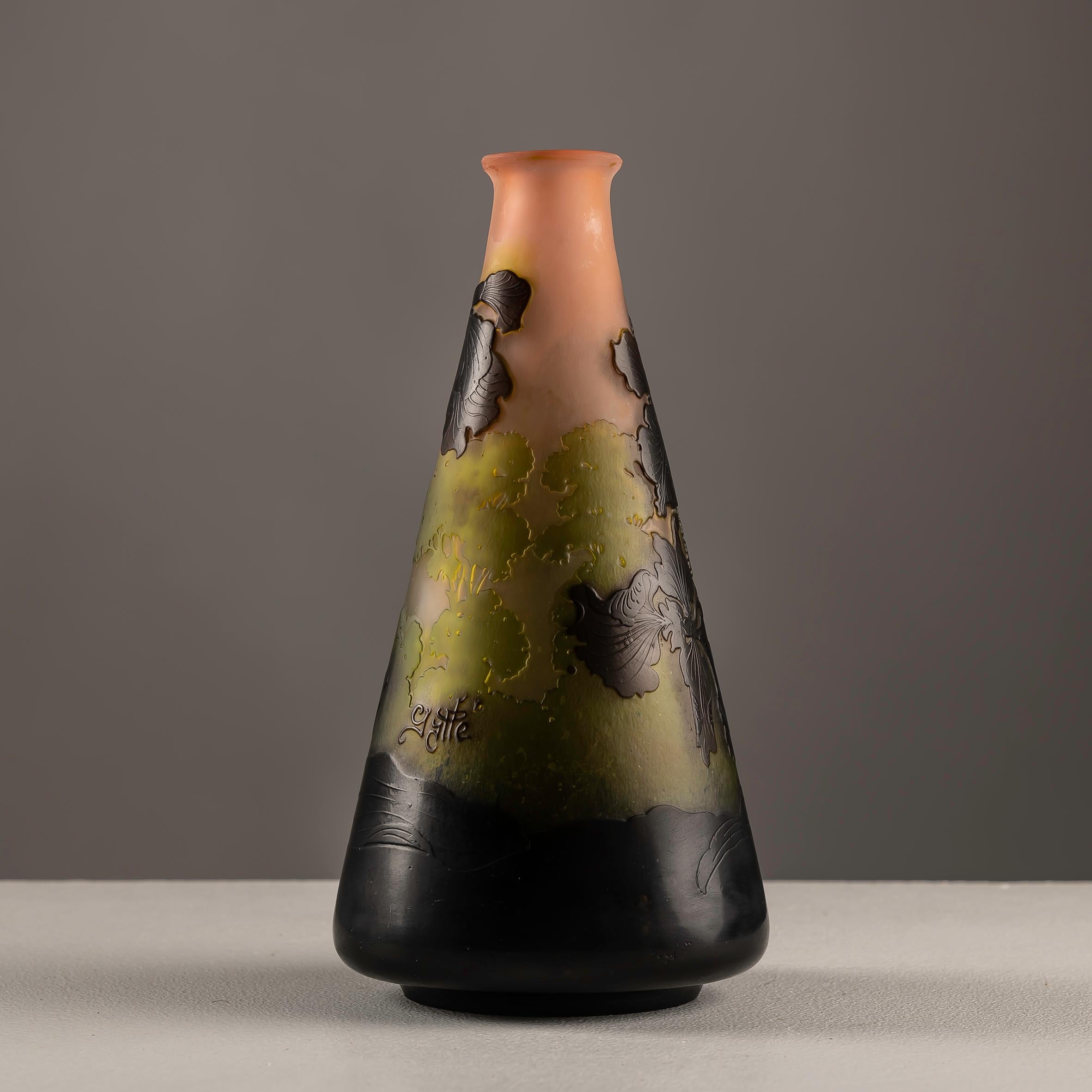 An Art Nouveau Emile Galle glass Vase  For Sale 2