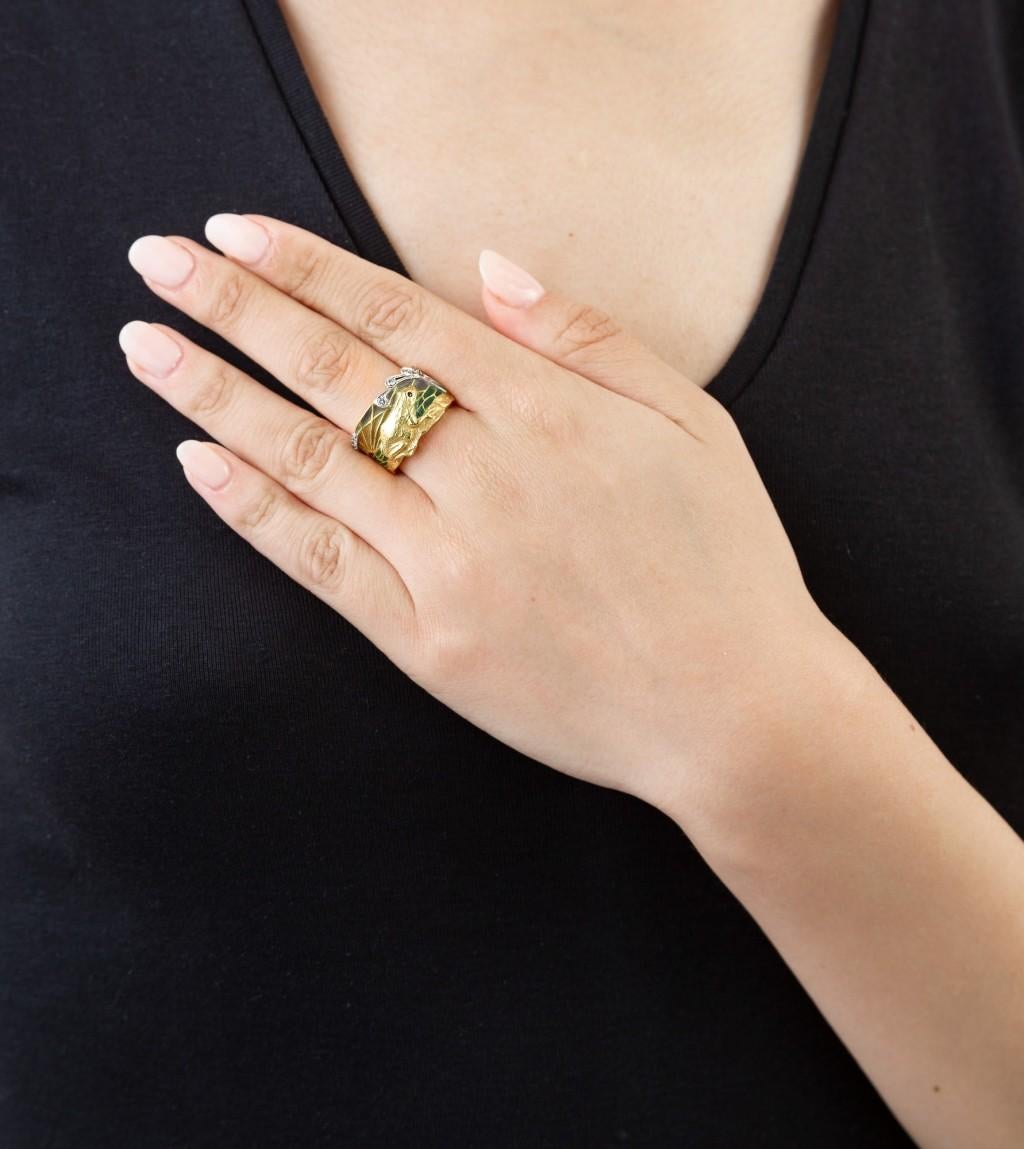 Jugendstil-Emaille-Ring von Marsiera für Damen oder Herren im Angebot