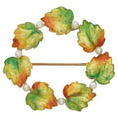 Art Nouveau Enamel Wreath Brooch