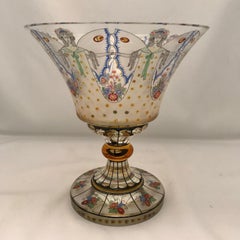 Fachule Haida Steinschnu, emaillierte, erhabene Schale im Jugendstil