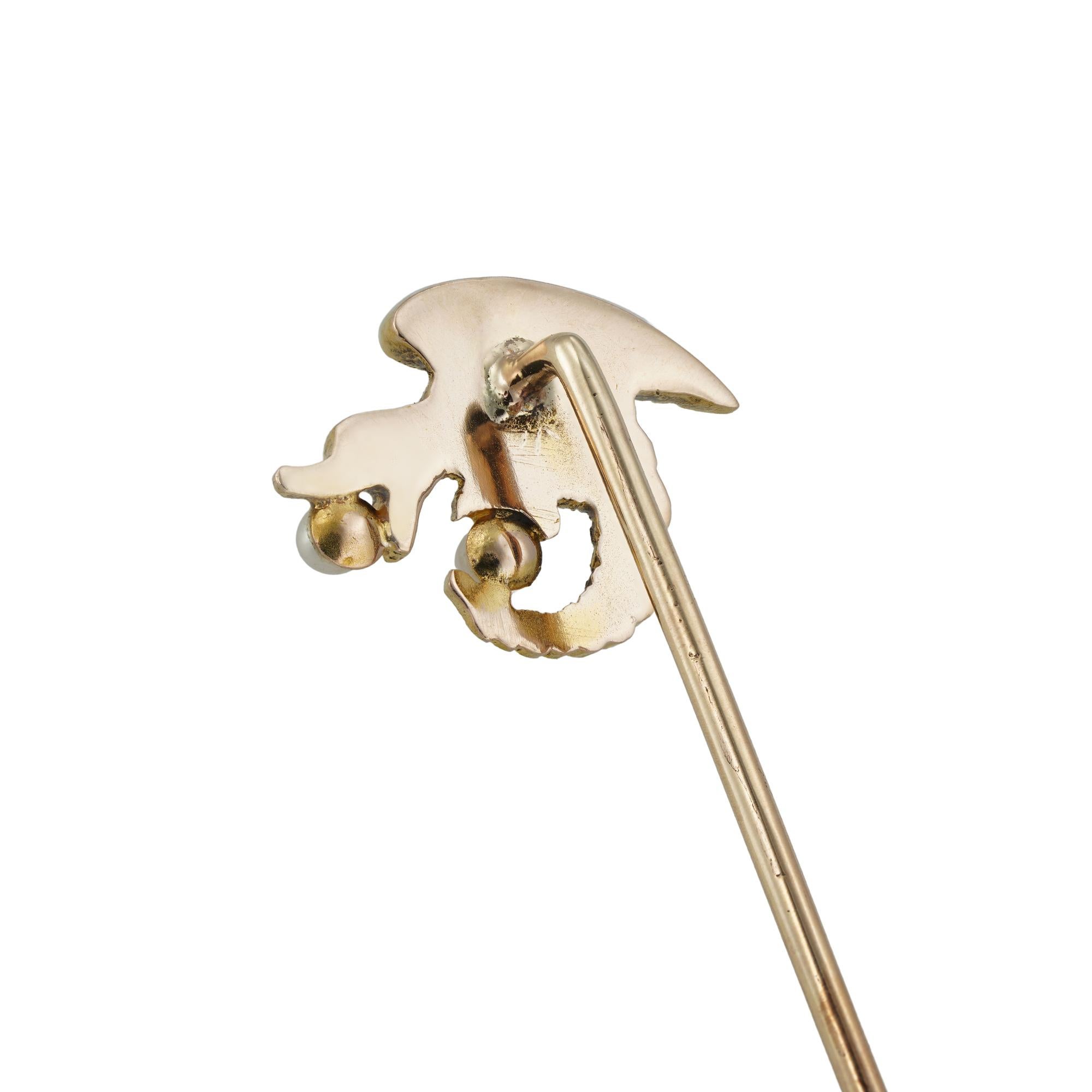 An Art Nouveau Gold Dragon Stick Pin In Good Condition For Sale In London, GB
