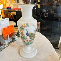 An Art Nouveau Hand-Painted Opaline Glass Italian Vase