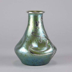 Art Nouveau Iridescent Glass 'Silvered Papillon Vase' by Johann Loetz