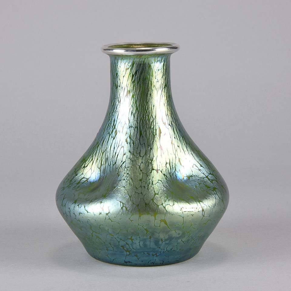 Early 20th Century Art Nouveau Iridescent Glass 'Silvered Papillon Vase' by Johann Loetz