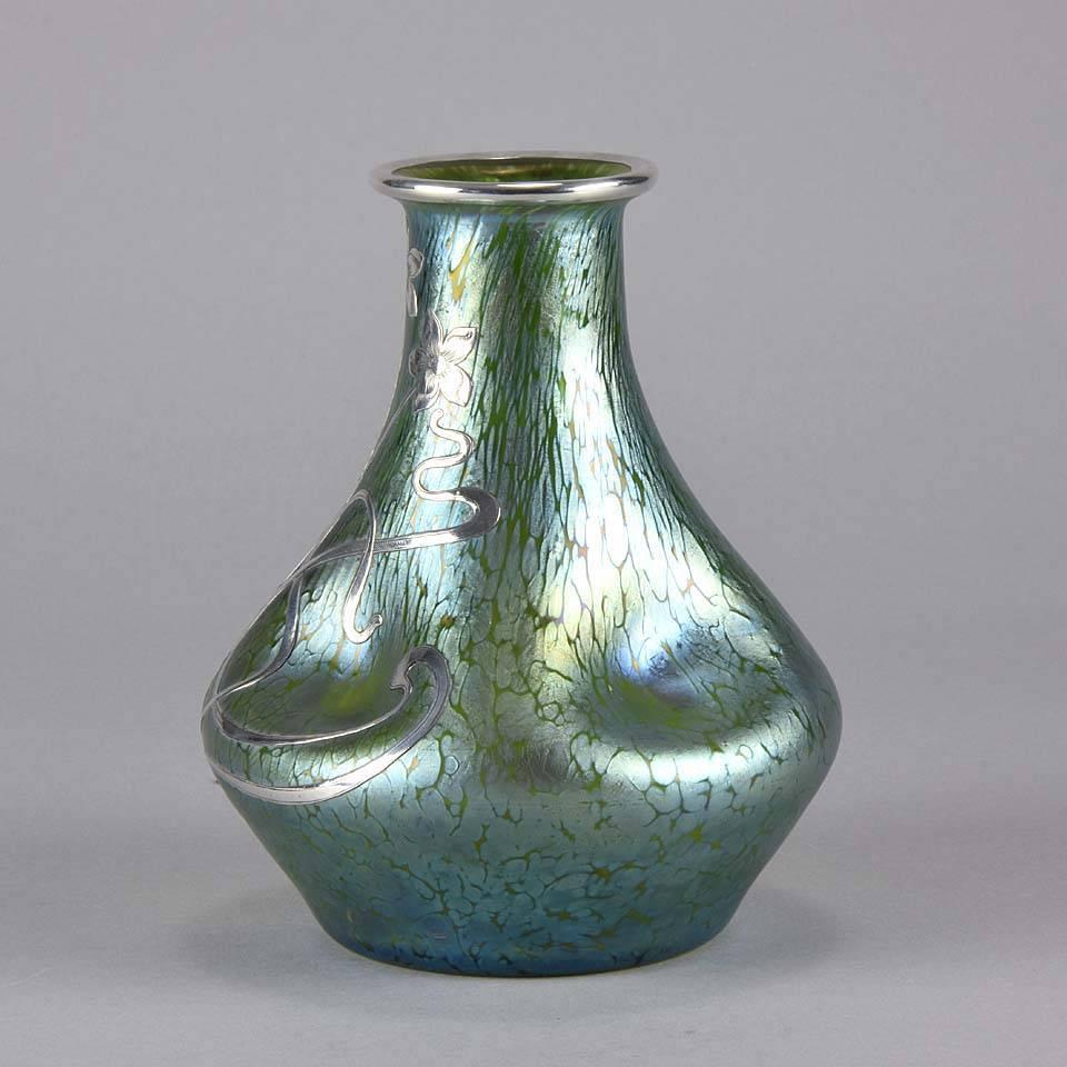 Art Nouveau Iridescent Glass 'Silvered Papillon Vase' by Johann Loetz 1