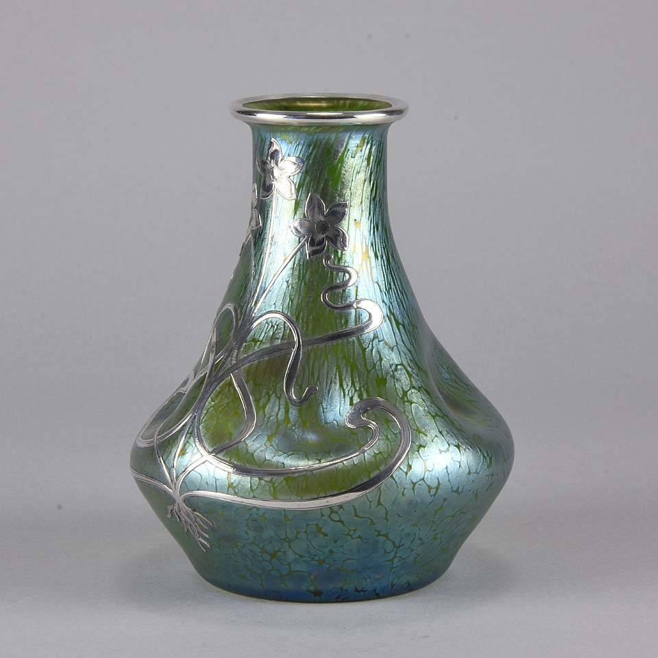 Art Nouveau Iridescent Glass 'Silvered Papillon Vase' by Johann Loetz 2