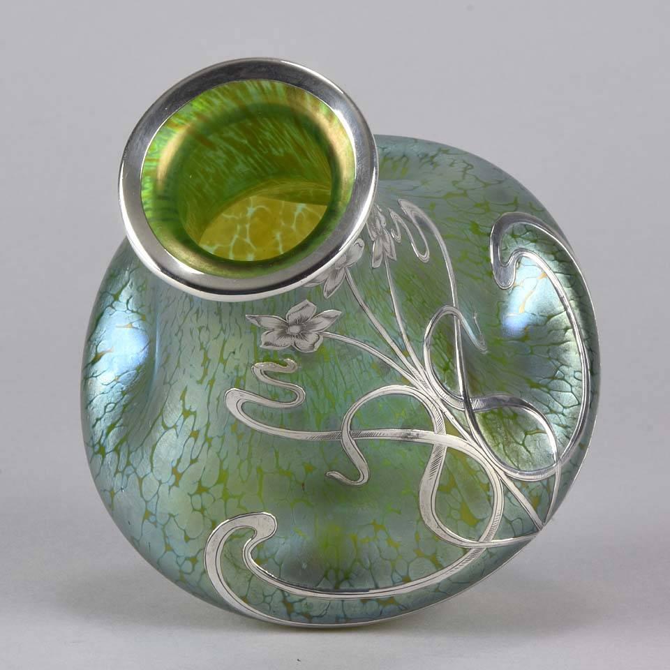 Art Nouveau Iridescent Glass 'Silvered Papillon Vase' by Johann Loetz 3