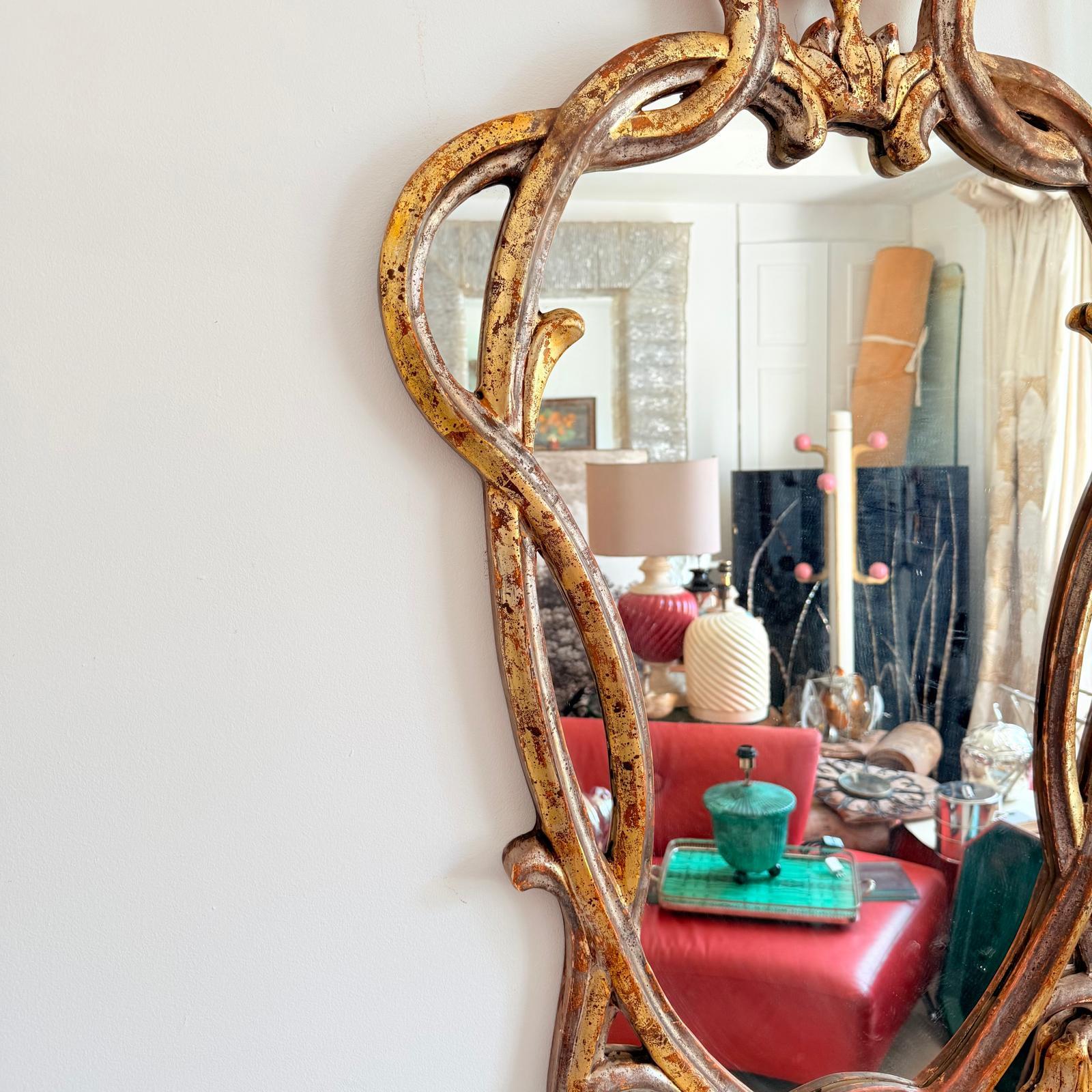 Miroir Art Nouveau dans un cadre en bois doré et argenté. A.I.C. C.1910 en vente 4