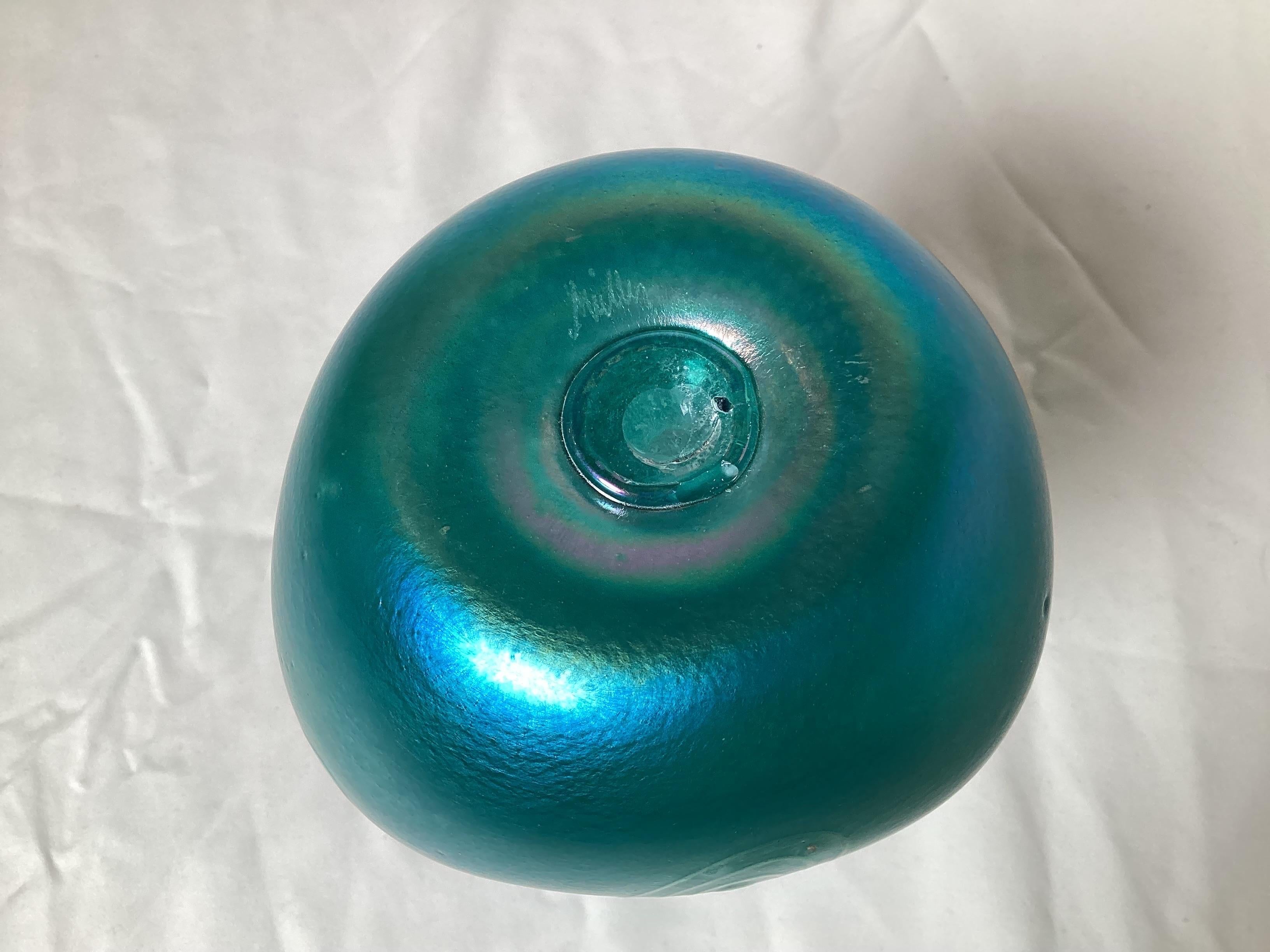 Art Nouveau Oil Slick Finish Hand Blown Vase For Sale 1