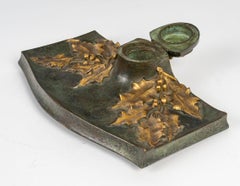 An Art Nouveau Patinated and Gilt Bronze Inkwell, Circa 1900.