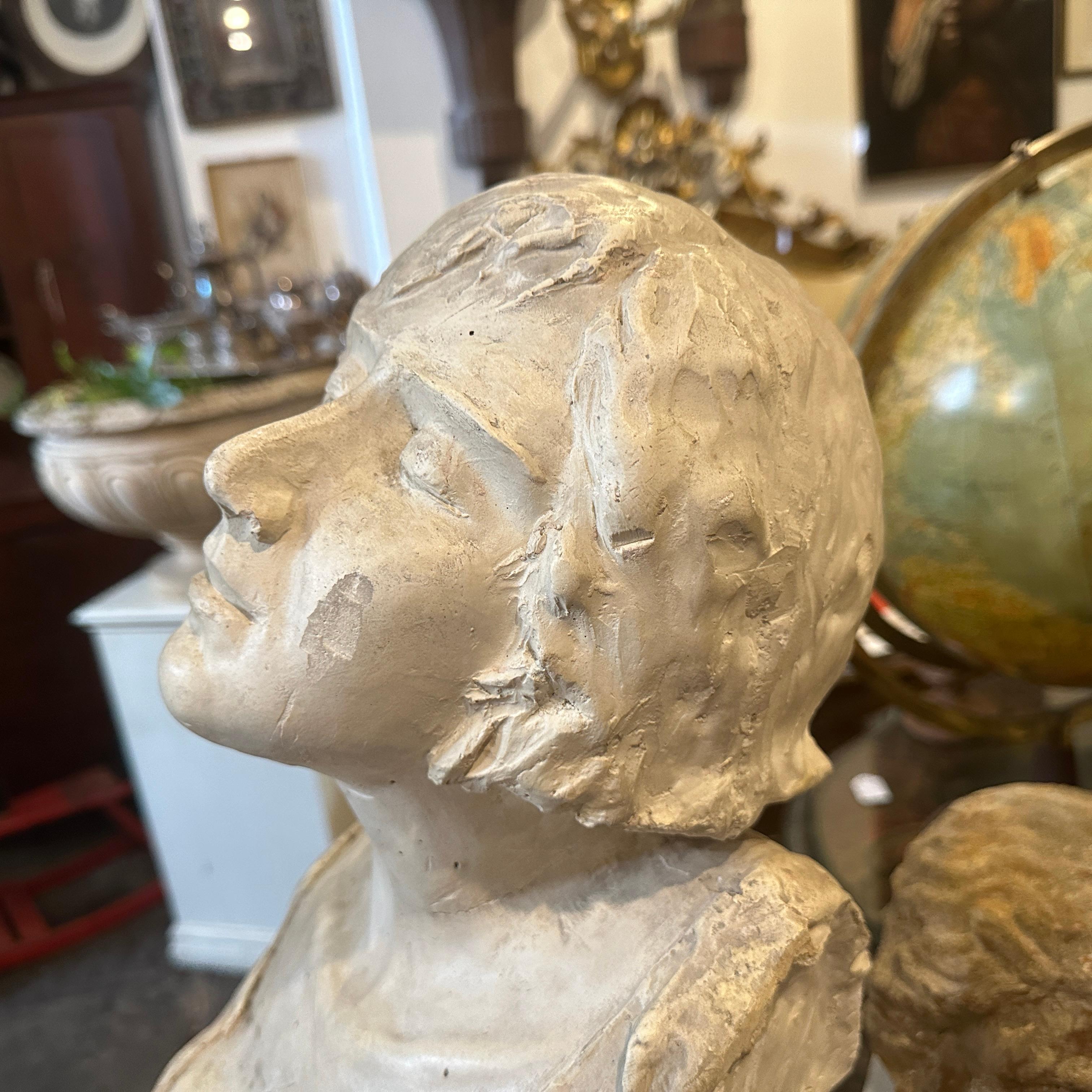 20th Century An Art Nouveau Plaster Italian Sculpture of a Woman For Sale