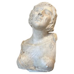 Antique An Art Nouveau Plaster Italian Sculpture of a Woman
