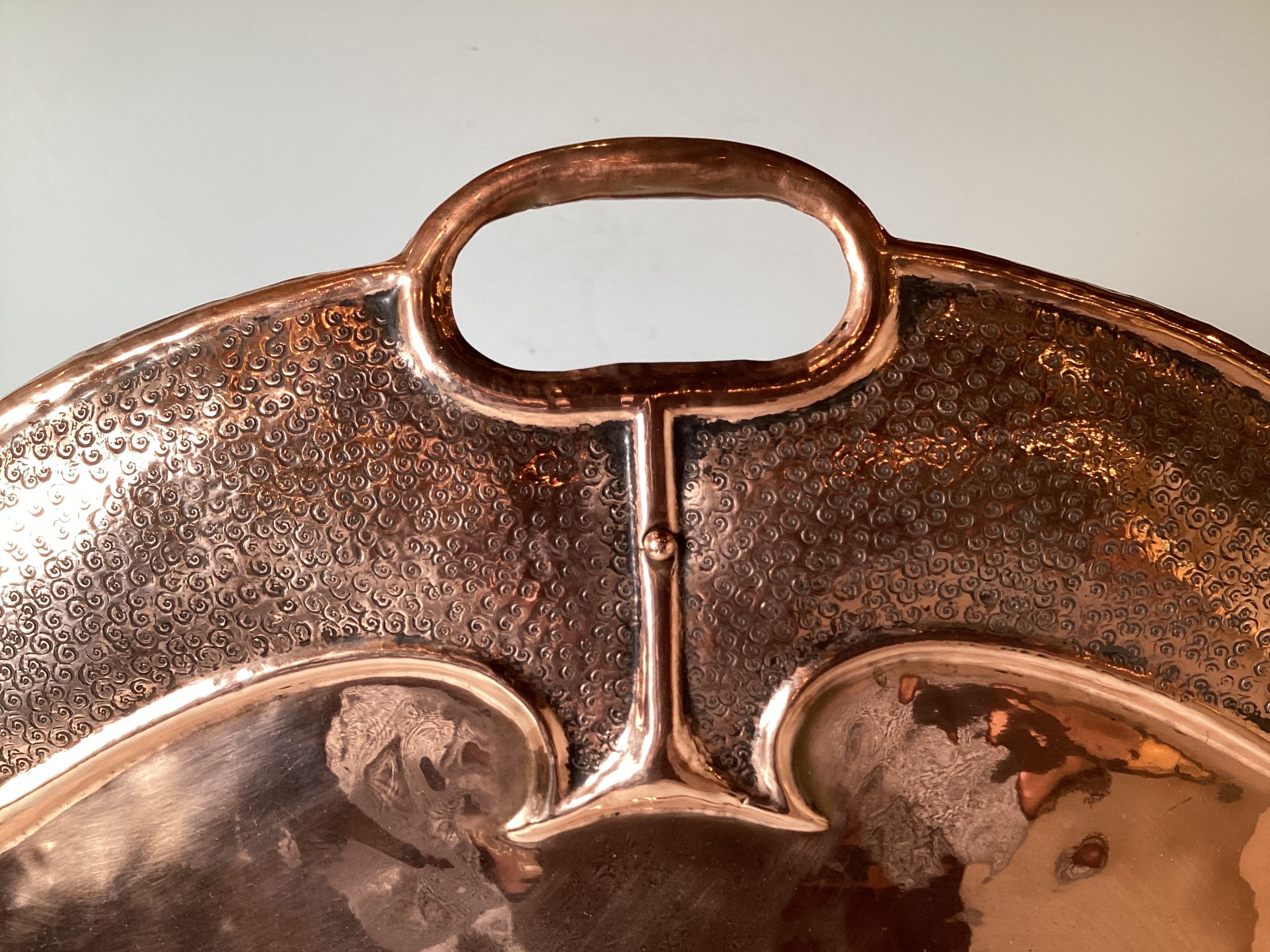 Early 20th Century An Art Nouveau Polished Copper Fire Screen with Glass Inserts