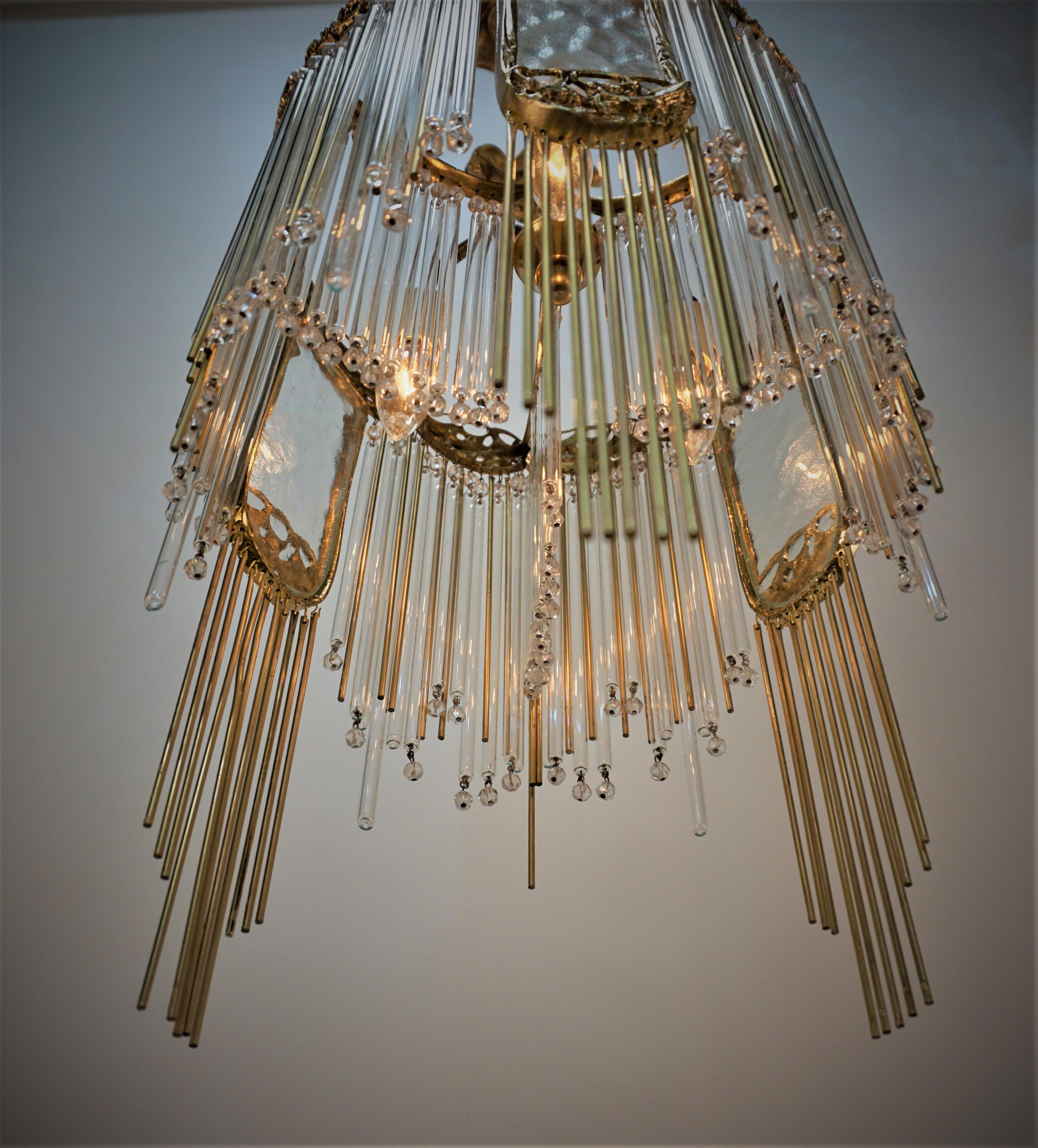 Mid-20th Century Art Nouveau Rod Chandelier After Hector Guimard 'French, 1867–1942'