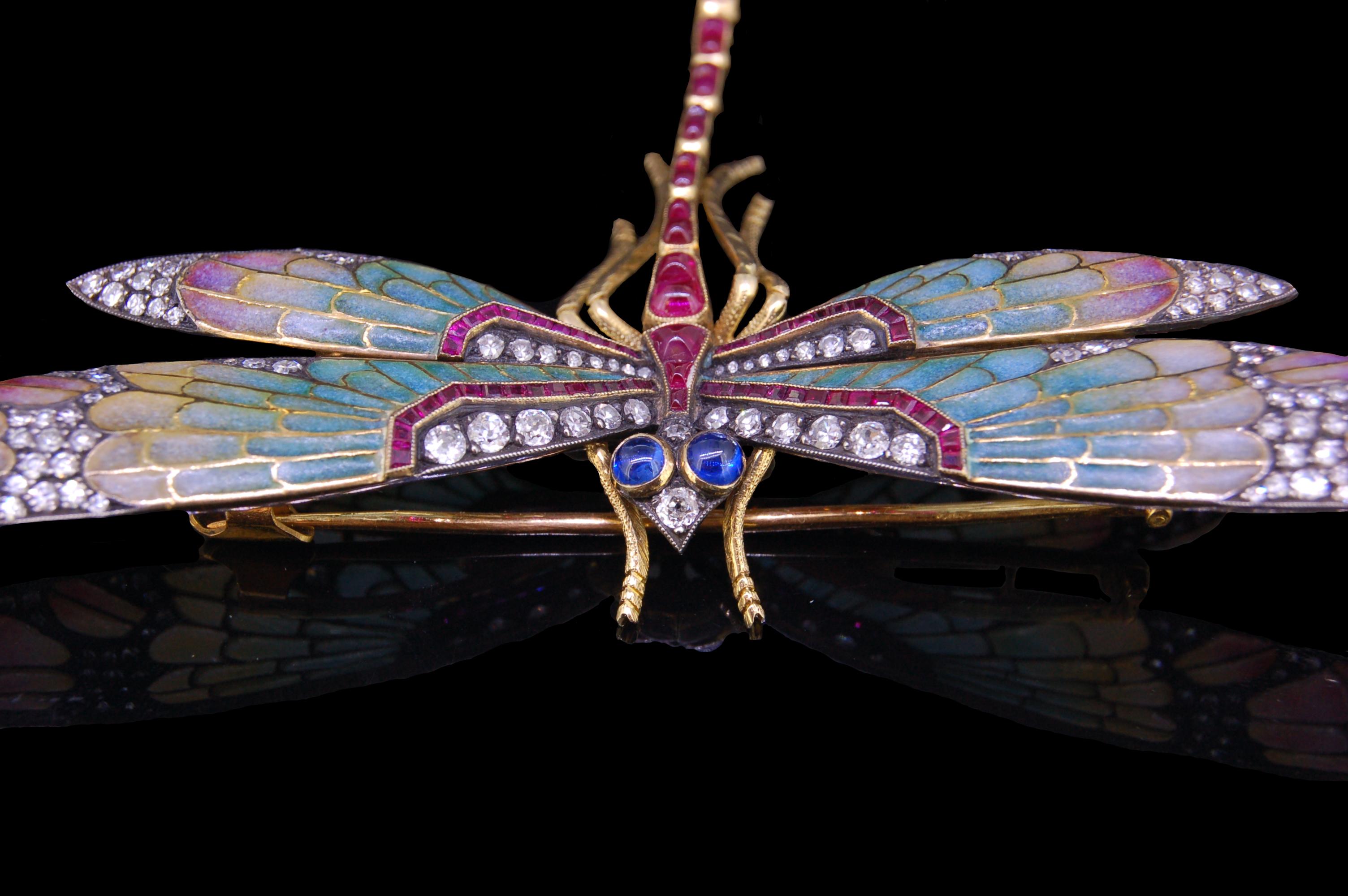art nouveau dragonfly brooch