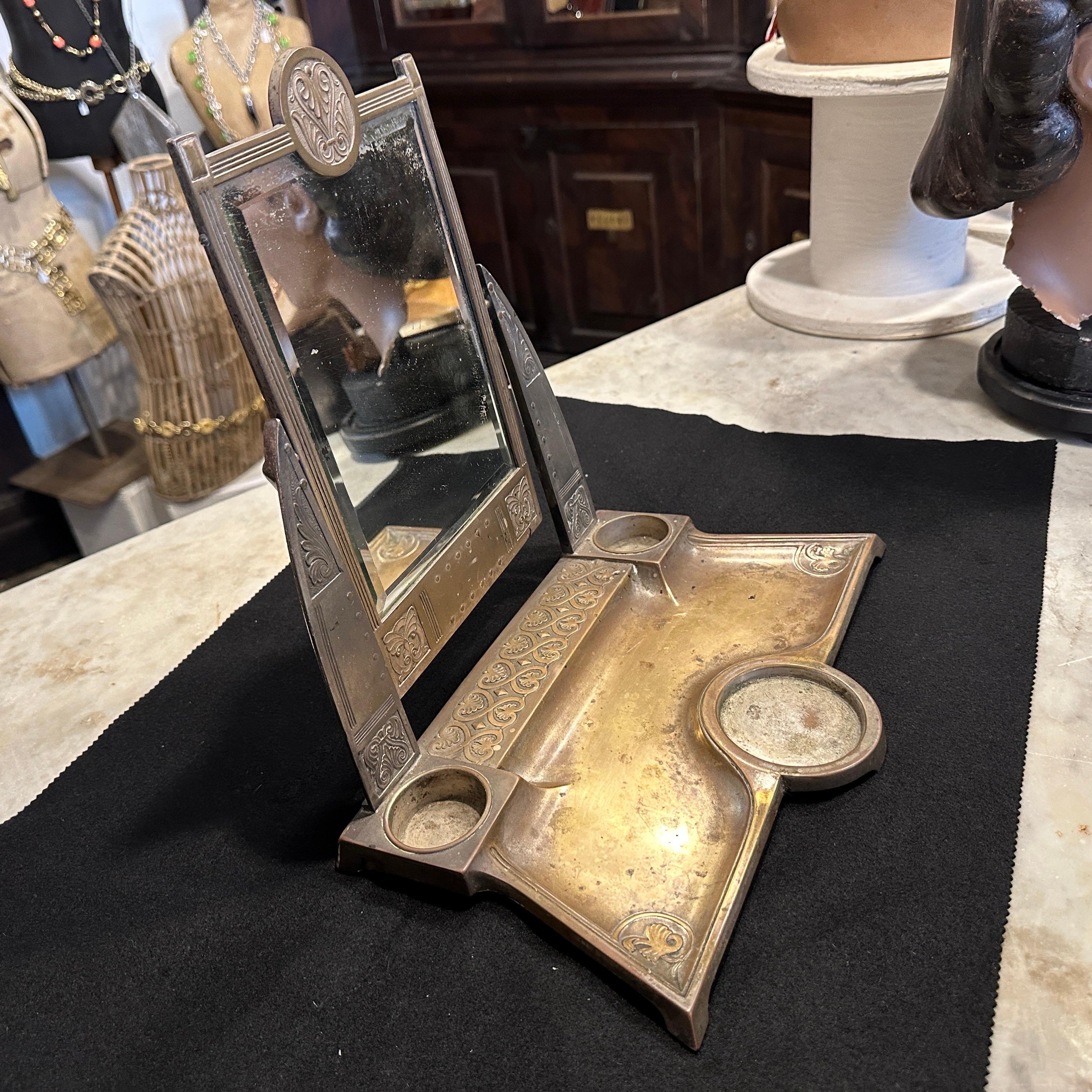 20th Century An Art Nouveau Silver Plated Table Vanity Mirror by W.M.F. For Sale