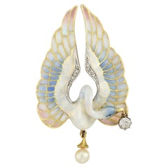 An Art Nouveau Swan Brooch/pendant possibly by Masriera
