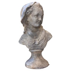 Scultura in terracotta siciliana di una ragazza in stile liberty