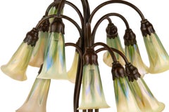 Art Nouveau Twelve Light "Pulled Feather" Lily Table Lamp by, Tiffany Studios