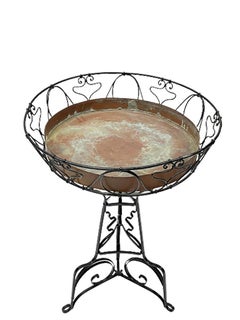 Art Nouveau Wrought Iron Plant Table with Copper Tray, circa 1900