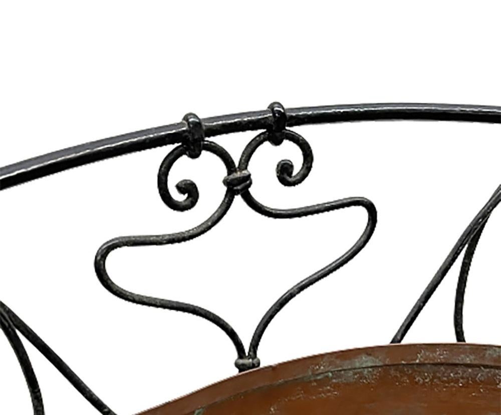 Art Nouveau Wrought Iron Plant Table with Copper Tray, circa 1900 In Good Condition For Sale In Delft, NL
