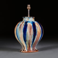 Art Pottery Blue Drip Glaze Lamp