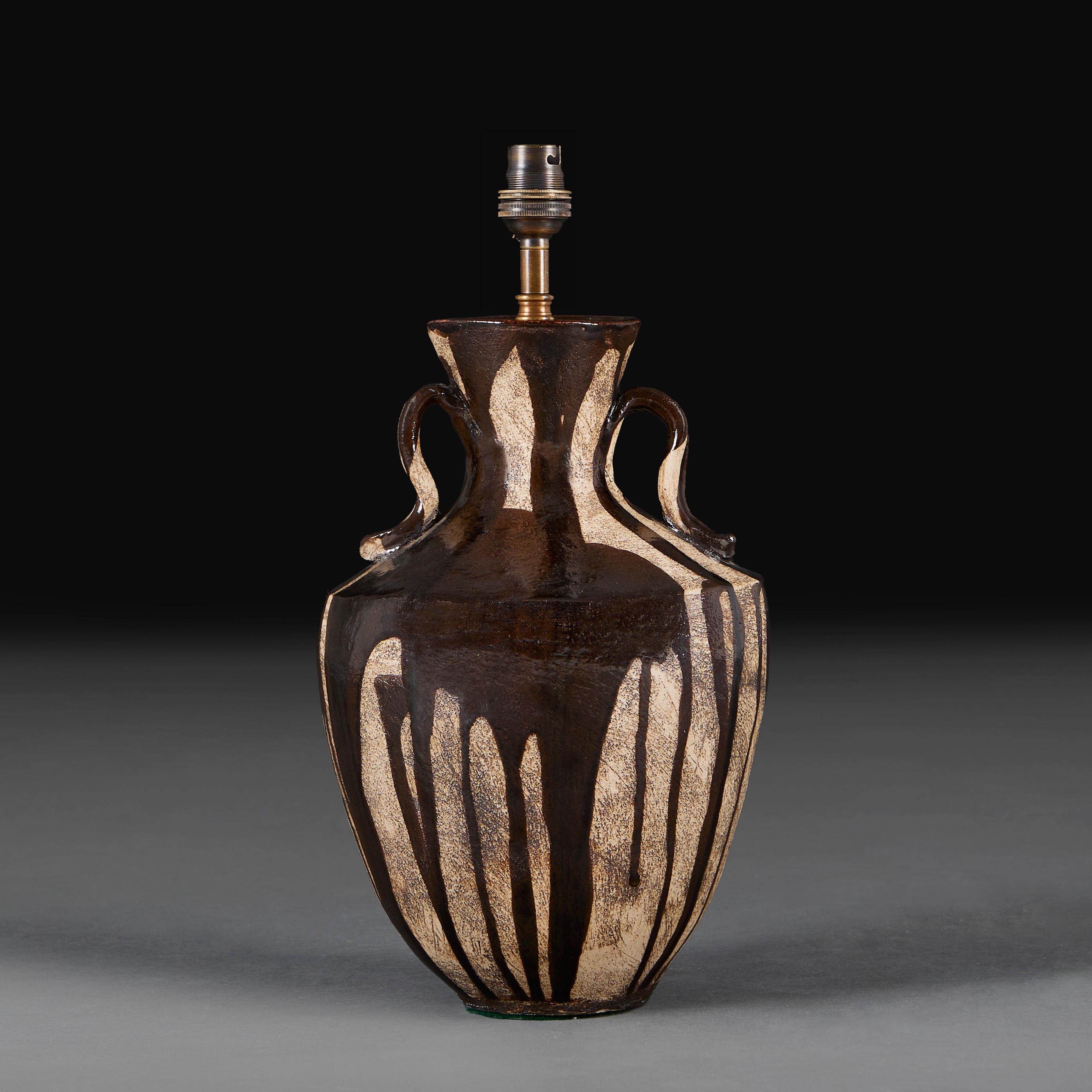 English An Art Pottery Drip Glaze Lamp