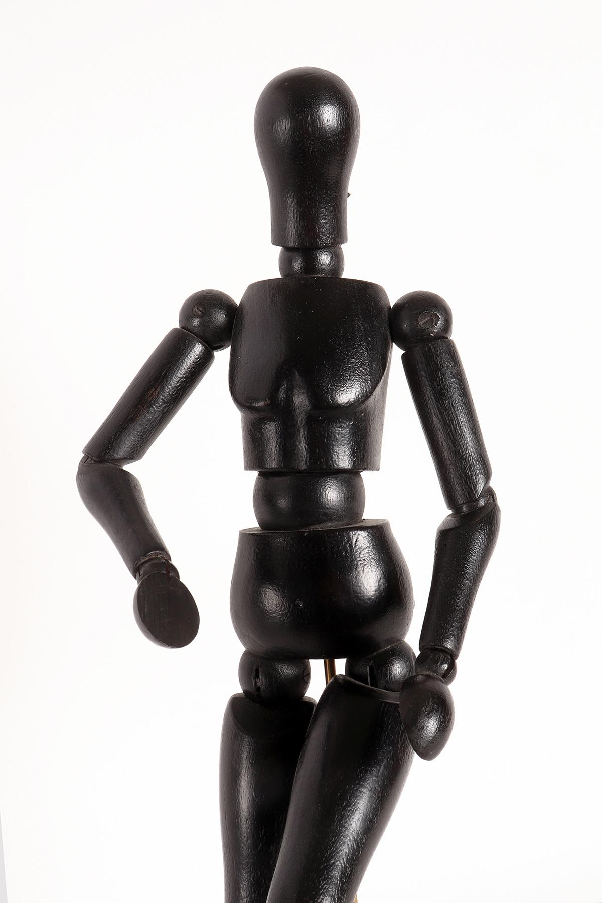 Brass An articulated artist dummy, made out of ebonized wood, France 1920. For Sale