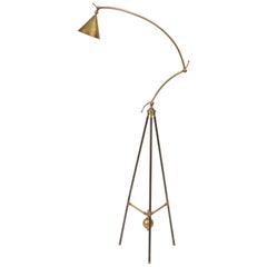 Articulated Brass Architects Floor Lamp, circa 1960-1970