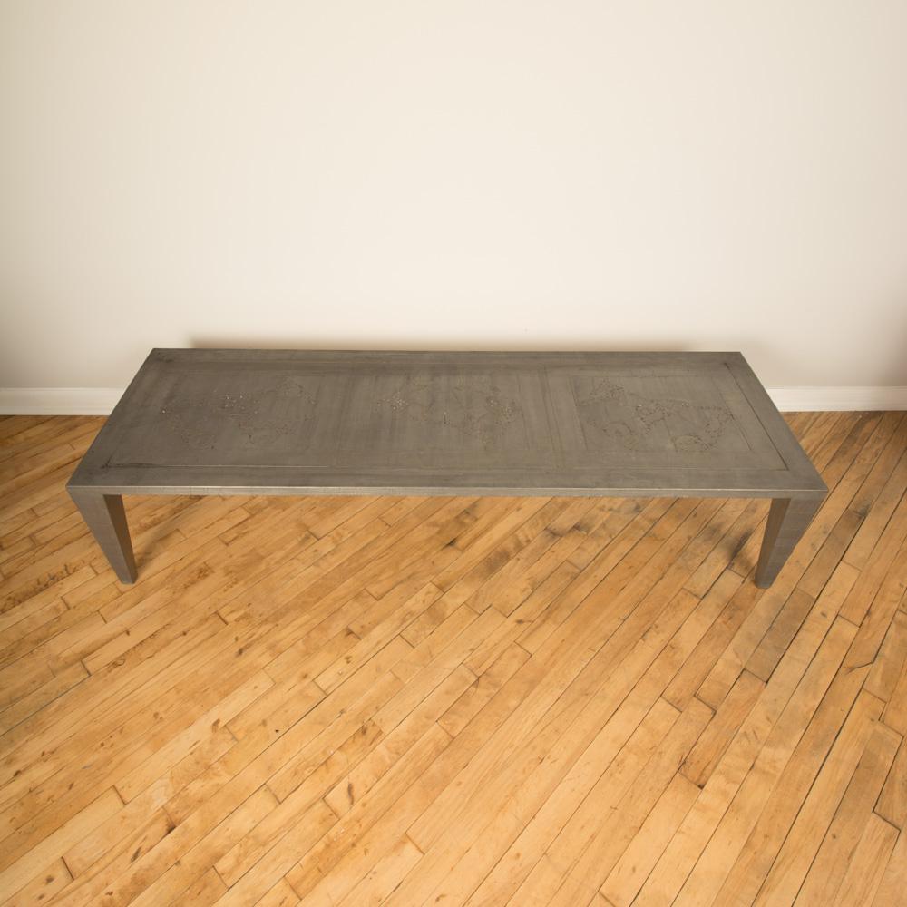 Metal Artist Designed Coffee Table with Holes in Top, circa 1980 For Sale