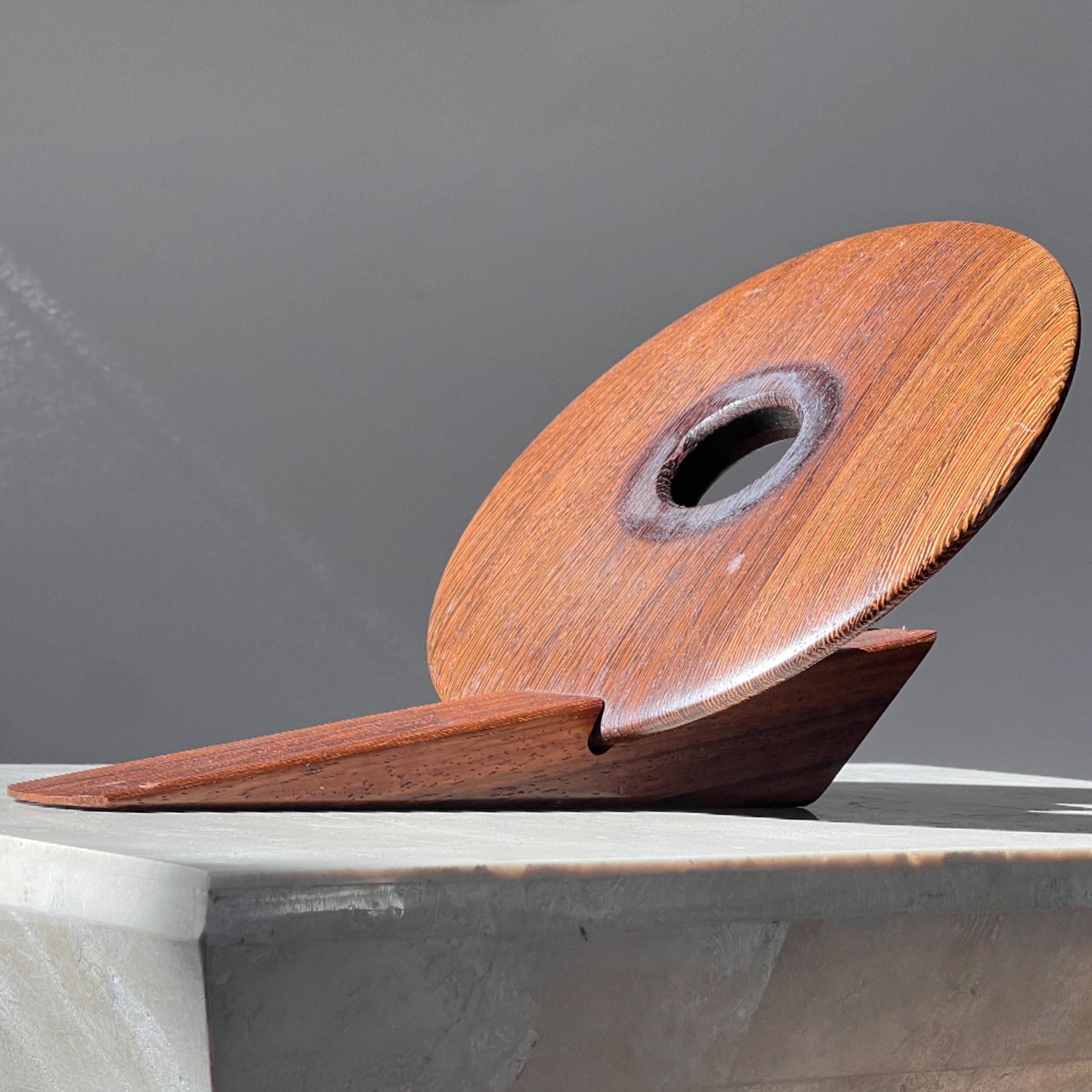 An artist-made Danish mid century teak wine holder, signed, mid 20th century 11